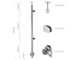 Sloupek pravý pr.42,4x1230mm, boční uchycení, pro skleněnou výplň 6-10.76mm, pro madlo pr.42,4mm, aisi 304, brus