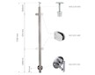 Sloupek středový pr.42,4x1230mm, boční uchycení, pro skleněnou výplň 6-10.76mm, pro madlo pr.42,4mm, aisi 304, brus