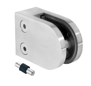 Držák skla 50x40x26mm s kolíkem, sklo 6-10.76mm - aisi304, na jekl, lesk