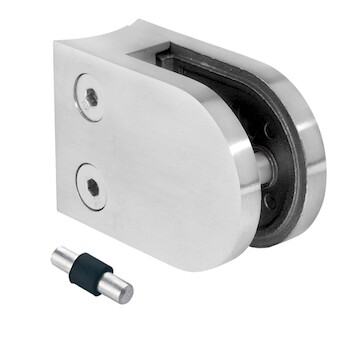Držák skla 50x40x26mm s kolíkem, sklo 6-10.76mm - aisi304, na trubku 42,4, lesk