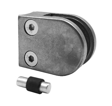 Držák skla 50x40x26mm s kolíkem, sklo 6-10.76mm - pozink, na trubku 42,4, bez povrchové upravy