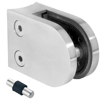 Držák skla 63x45x30mm s kolíkem, sklo 6-12.76mm - aisi304, na trubku 48,3, brus
