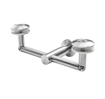 Držák skleněné stříšky dvojitý, dolní, sklo 8-17,52mm, aisi 304, brus