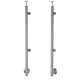 Sloupek pravý pr.42,4x1230mm, boční uchycení, pro skleněnou výplň 6-10.76mm, pro madlo pr.42,4mm, aisi 304, brus