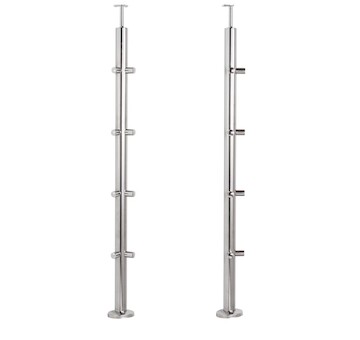 Sloupek rohový pr.42,4x1060mm, pro prutovou výplň pr.12mm, pro madlo pr.42,4mm, aisi 304, lesk