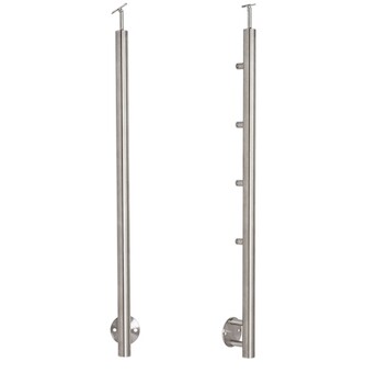 Sloupek středový pr.42,4x1130mm, boční uchycení, pro prutovou výplň pr.12mm, pro madlo pr.42,4mm, aisi 304, brus