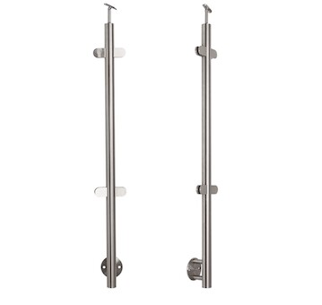 Sloupek středový pr.42,4x1230mm, boční uchycení, pro skleněnou výplň 6-10.76mm, pro madlo pr.42,4mm, aisi 304, brus
