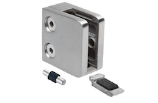 Držák skla 45x45x26mm s podpěrou a kolíkem, sklo 6-10.76mm - aisi304, na jekl, lesk