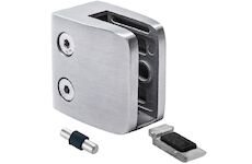 Držák skla 52x52x32mm s podpěrou a kolíkem, sklo 8-12.76mm - aisi304, na jekl, brus